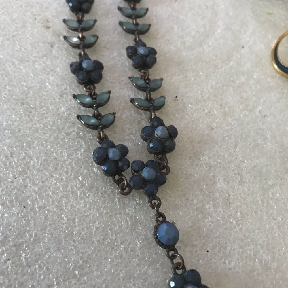 Classic Blue Floral Drop Necklace - Women Jewelry